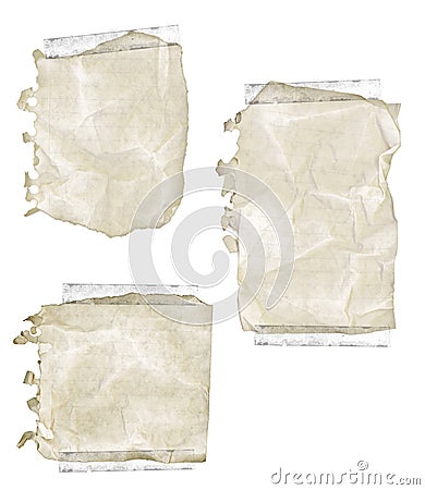 Ripped Old Notepad Paper with Tape Stock Photo