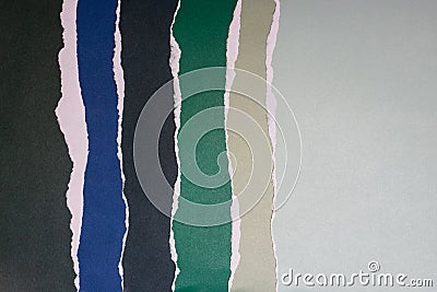 Ripped, torn paper edge isolated color layers, paper tear with space for copy Stock Photo