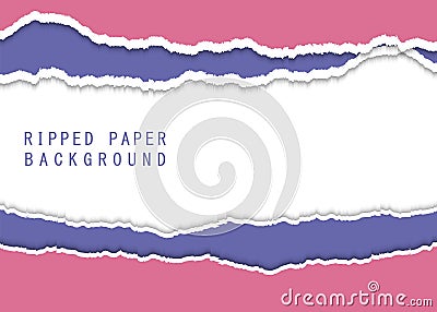 Ripped, torn piece of colorful papers with place of text. Ripped color paper on white background. Torn paper. Vector Vector Illustration