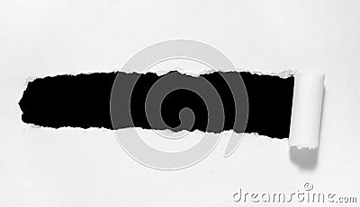 Ripped white paper note message background Stock Photo