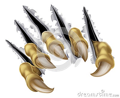 Ripping Monster Claw Hand Vector Illustration