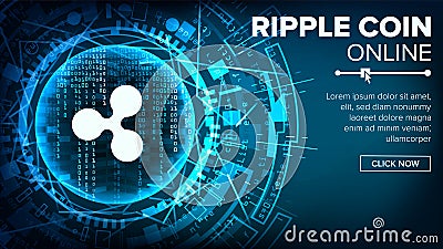 Ripple Abstract Technology Background Vector. Binary Code. Fintech Blockchain. Cryptography. Cryptocurrency Mining Vector Illustration
