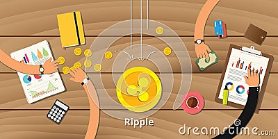 Ripple business investment crypto currency profit Cartoon Illustration