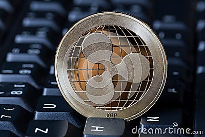 Ripple coin on a keyboard Editorial Stock Photo