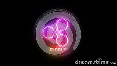 Ripple. Coin. XRP coin. Currency. Nixie tube indicator. Gas discharge indicators and lamps. 3D. 3D Rendering Editorial Stock Photo