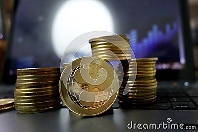 Ripple Coin or XRP Cryptocurrency is blockchain technology for digital payment network financial Editorial Stock Photo