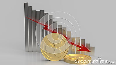 The ripple coins and chart down for business content 3d rendering Editorial Stock Photo