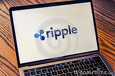 Ripple cripto currency logo on computer screen Editorial Stock Photo