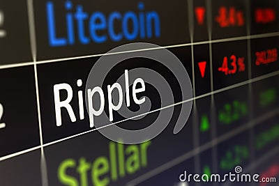 Ripple crypto currency trading and monitoring XRP values on trad Stock Photo