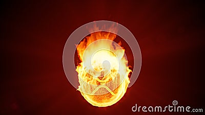 Ripple cryptocurrency burning in fire. Red market decline, crash and bubble Cartoon Illustration