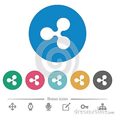 Ripple digital cryptocurrency flat round icons Vector Illustration