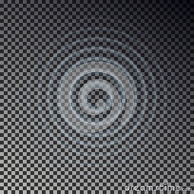 Ripple effect top view. Transparent Water drop rings. Circle sound wave isolated on checkered backgr Vector Illustration