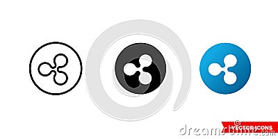 Ripple icon of 3 types color, black and white, outline. Isolated vector sign symbol. Vector Illustration