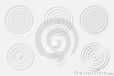 Ripple milk. Top view cream, wave circles of yogurt. Realistic shampoo fluid rounds, abstract white drop liquid puddle Vector Illustration