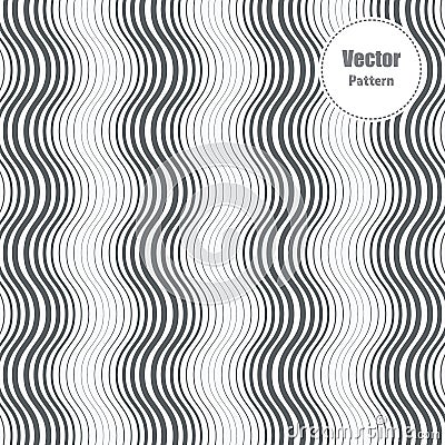 Ripple pattern. Repeating vector texture. Wavy graphic background. Simple wave stripes in different size of line Vector Illustration