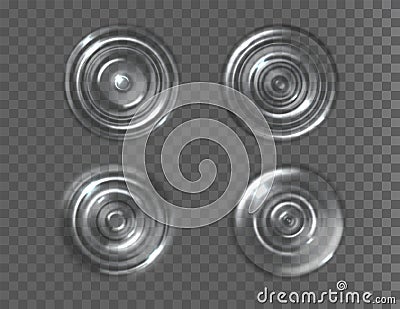 Ripple splash water waves effect of drop. Realistic splash water. Gravity capillary waves surface water. Vector circle Vector Illustration