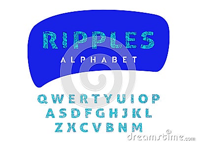 Ripple water effect alphabet, vector decorative typography Vector Illustration