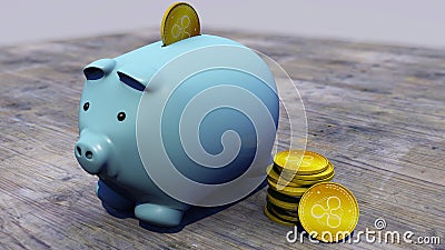 Ripple, xrp, cryptocurrency, e-money, virtual currency, transitions. Piggy bank, piglet, savings Editorial Stock Photo