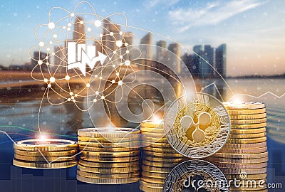 Ripple XRP and Cryptocurrency Trading Concept Editorial Stock Photo