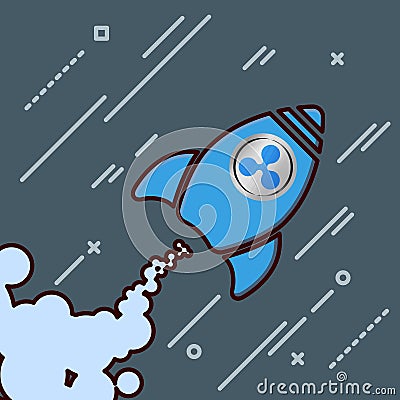ripple xrp like rocket icon going up. crypto currency pump up Vector Illustration