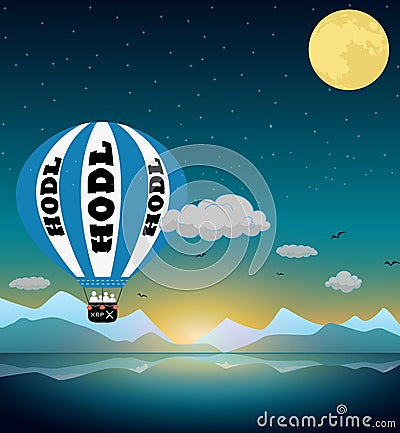 Ripple XRP to the Moon Vector Illustration