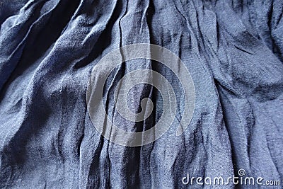 Rippled blue cotton and polyester fabric Stock Photo