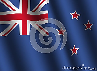 Rippled New Zealand flag Cartoon Illustration