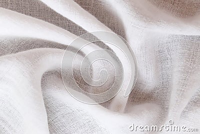 Rippled white calico of surface fabric. Stock Photo