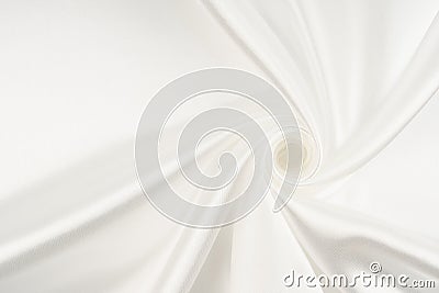 Rippled white silk fabric Stock Photo