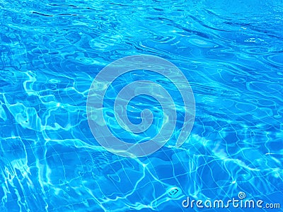 Ripples appeared on the surface of the water in the pool. The pattern on the bottom of the pool is distorted due to water Stock Photo