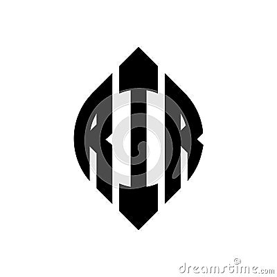 RIR circle letter logo design with circle and ellipse shape. RIR ellipse letters with typographic style. The three initials form a Vector Illustration