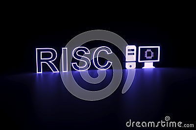 RISC neon concept self illumination background Cartoon Illustration