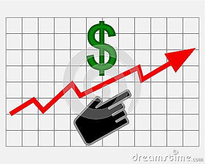 Rise equity price of dollar Cartoon Illustration