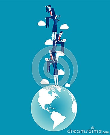 The rise of globe population. Concept business vector illustration, Growth, Up, World population Vector Illustration