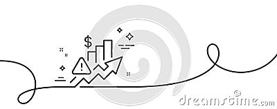 Rise price line icon. Excise duty graph sign. Continuous line with curl. Vector Vector Illustration