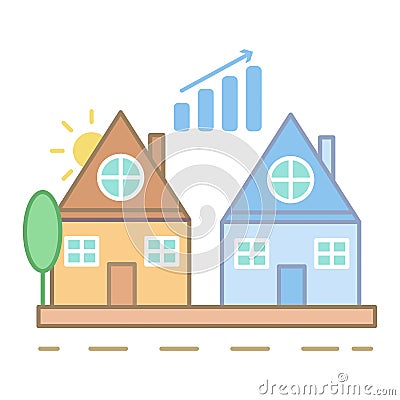 Rise in property prices icon. Simple line, outline vector elements of color real estate market icons for ui and ux, website or Stock Photo