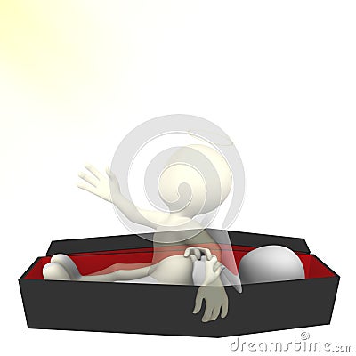 Rise to Heaven. Revival of 3d man. Immortality of Soul. Cartoon Illustration