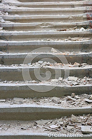 Rise up destroyed stairs Stock Photo