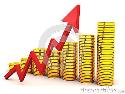 Rise of wealth graph Stock Photo