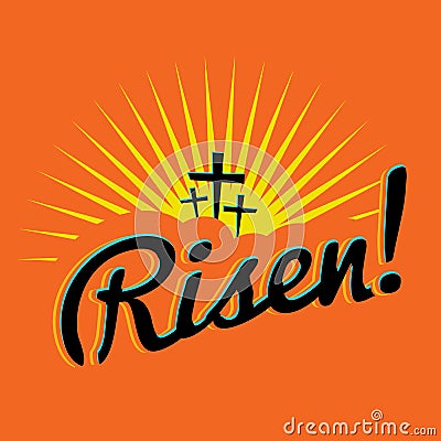 Risen Christian Easter Text Illustration Vector Illustration