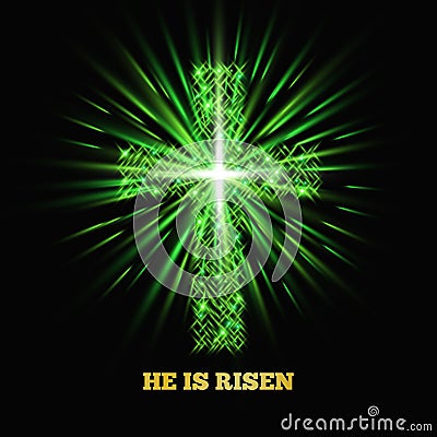 He is risen. Shining cross. Easter background. Vector illustration Vector Illustration