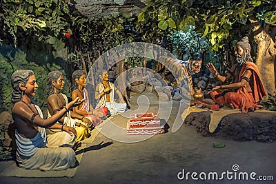 Rishi Patanjali giving lessons to his Gurukul, Kaneri Math, Kolhapur, Maharashtra Editorial Stock Photo