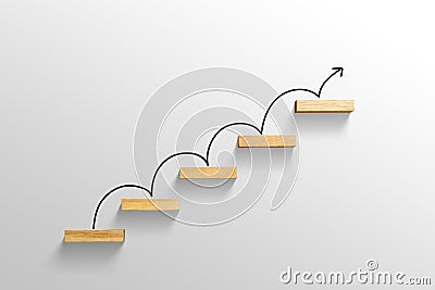 Rising arrow on staircase, increasing business Stock Photo