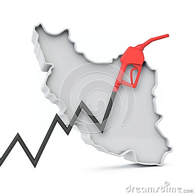 Rising cost of petrol and fuel in iran concept. 3D Rendering Stock Photo
