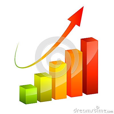 Rising financial diagram, growth columns chart Vector Illustration