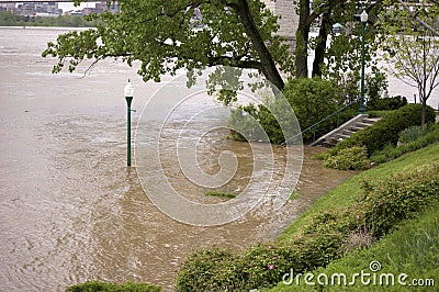 Rising Floodwater on a River Stock Photo