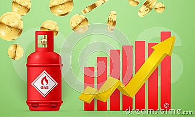 Rising gas prices infographic scheme with isometric up arrow realistic vector illustration Vector Illustration