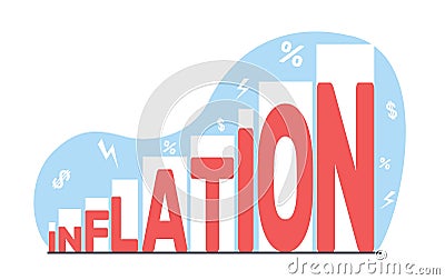 Rising or increasing inflation. Currency devaluation. Percentage rate growing. Ecological crisis. Financial Vector Illustration