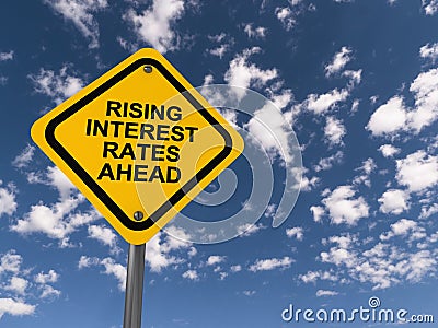Rising interest rates ahead traffic sign Stock Photo