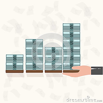 Rising money charts Vector Illustration